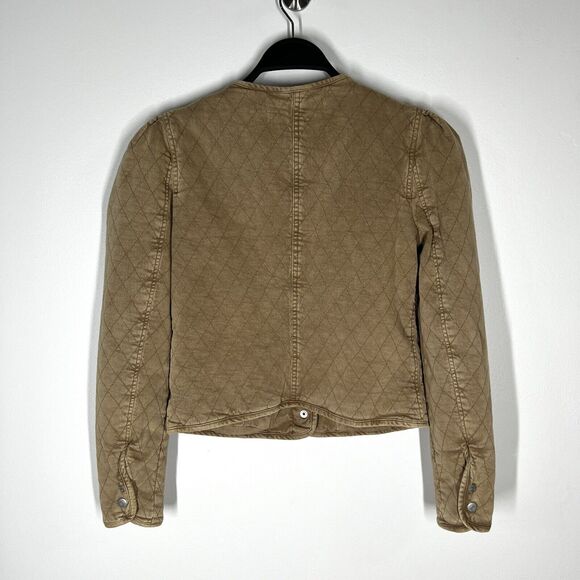 New  Veronica Beard Camilla Quilted Jacket Tan Sierra  XS  Puff Sleeve - Picture 6 of 12